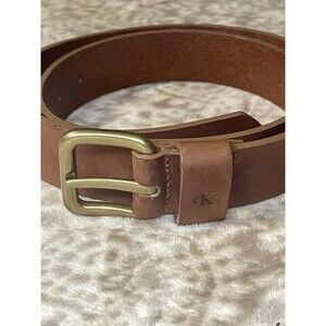 Calvin Klein Leather Belt Casual Dress Brown Strap Metal Buckle Sizes 36-40
